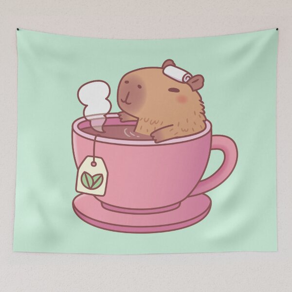 Item preview, Cute Capybara Relaxing In Cup Of Tea designed and sold by rustydoodle.