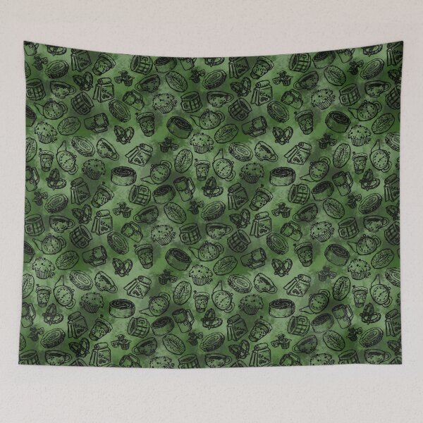 Item preview, Coffee, Espresso, Tea, cocoa, snacks, and pastries break, on green designed and sold by LawsonFabrics.