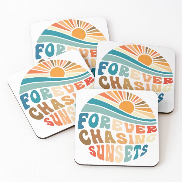 Item preview, Forever Chasing Sunsets Retro Groovy Colorful Block Letter Design designed and sold by redbubbleart18.