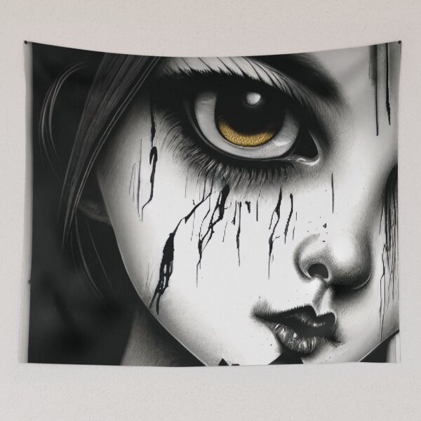 Item preview, Golden Eye Crying Grunge Doll Face Art designed and sold by CreepyKaleidopi.