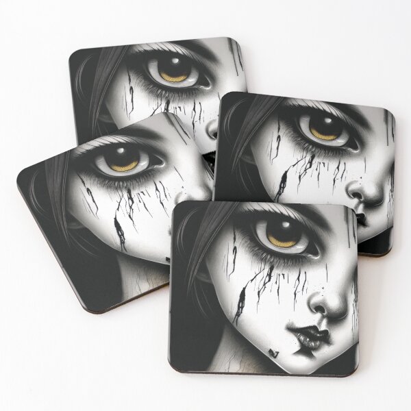 Item preview, Golden Eye Crying Grunge Doll Face Art designed and sold by CreepyKaleidopi.