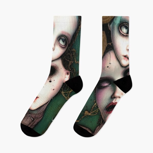 Item preview, Creepy Dolly Two Heads Horror Art designed and sold by CreepyKaleidopi.