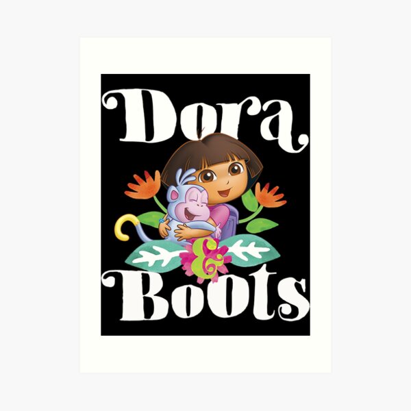 "Dora the Explorer Dora and Boots Hugging Portrait" Art Print for Sale