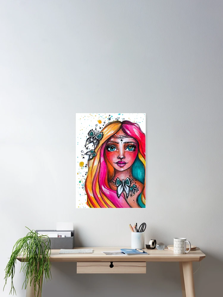 Thumbnail 2 of 3, Poster, Butterfly Girl designed and sold by RuffledAndPunk.