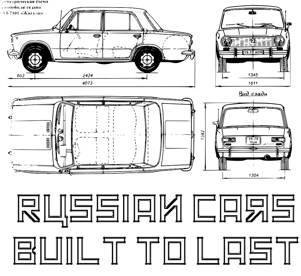 "Russian Cars Built To Last Car Blueprint " by Ben Morley Redbubble
