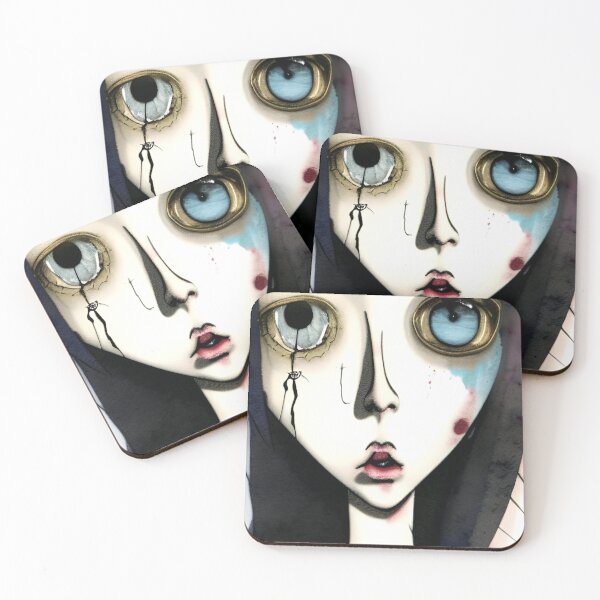 Item preview, Looking Glass Eye Dark Grunge Creepy Doll Face Art designed and sold by CreepyKaleidopi.