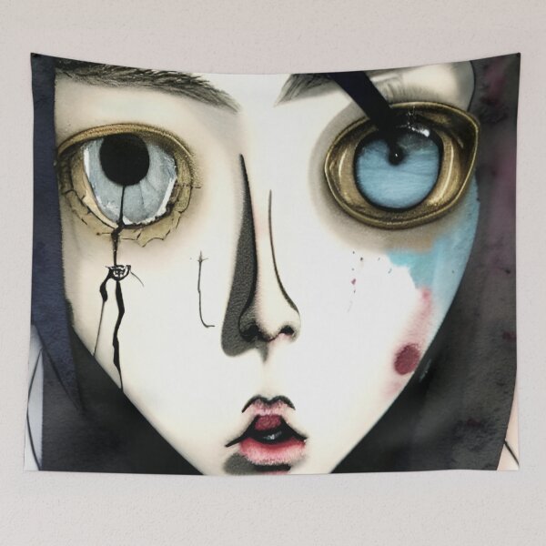 Item preview, Looking Glass Eye Dark Grunge Creepy Doll Face Art designed and sold by CreepyKaleidopi.