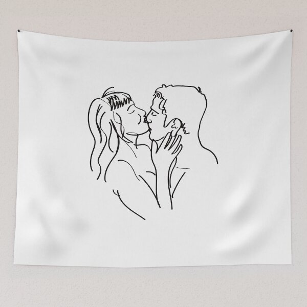 Item preview, One Line Art Couple, Line Art Men and women kissing each other designed and sold by KARTICK DUTTA.
