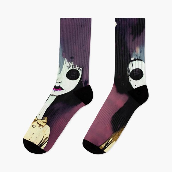 Item preview, Black Eyes Creepy Grunge Cartoon Watercolor Art designed and sold by CreepyKaleidopi.