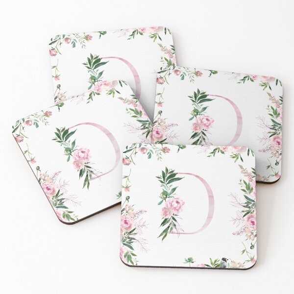 Item preview, Letter D Pink Peony Flower designed and sold by WildAliceArt.