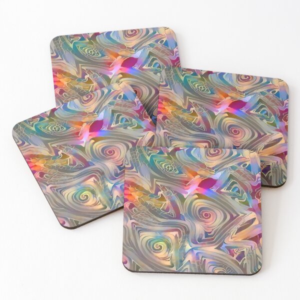 Item preview, Pink and Green Floral Blooms Abstract Art with Geometric Designs designed and sold by ittybittyowl.