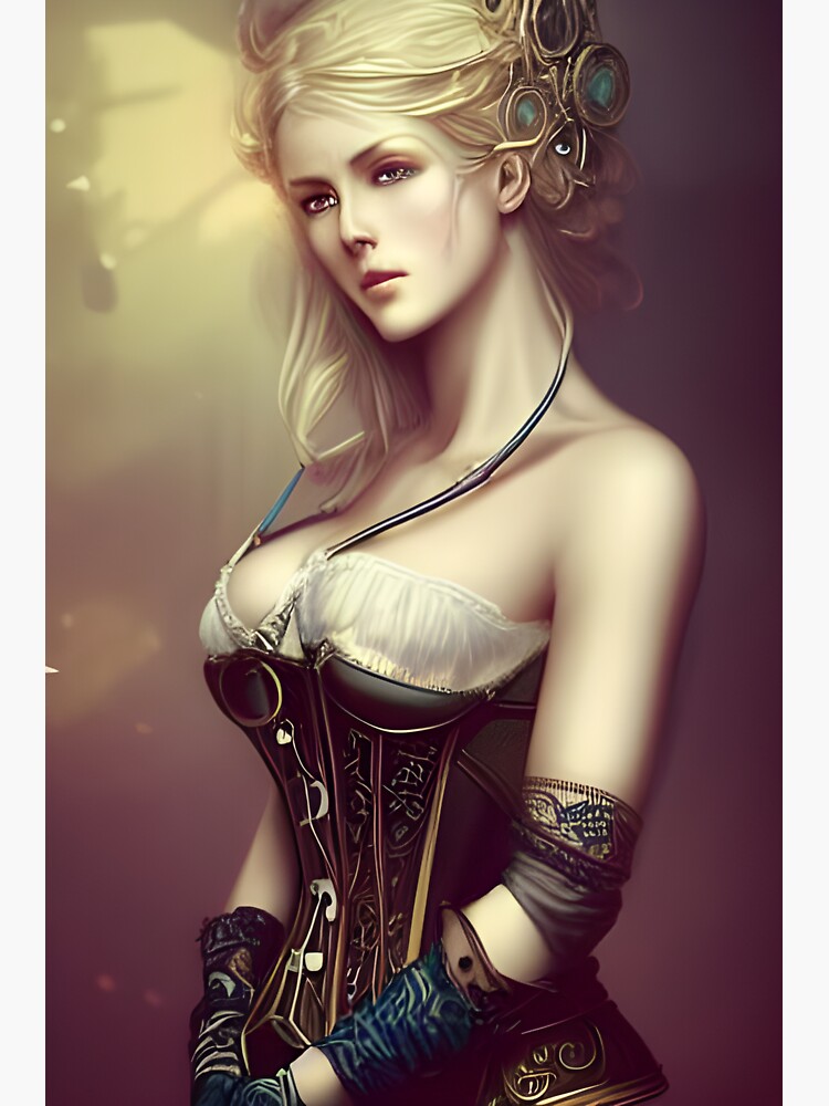 Sexy Blonde Vampire corset Dress Seductress Artwork Sticker for