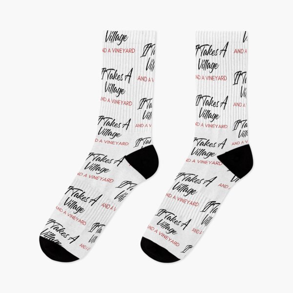 Item preview, It Takes A Village And A Vineyard. Funny Wine Lover Quote. Black and Red designed and sold by That Cheeky Tee.