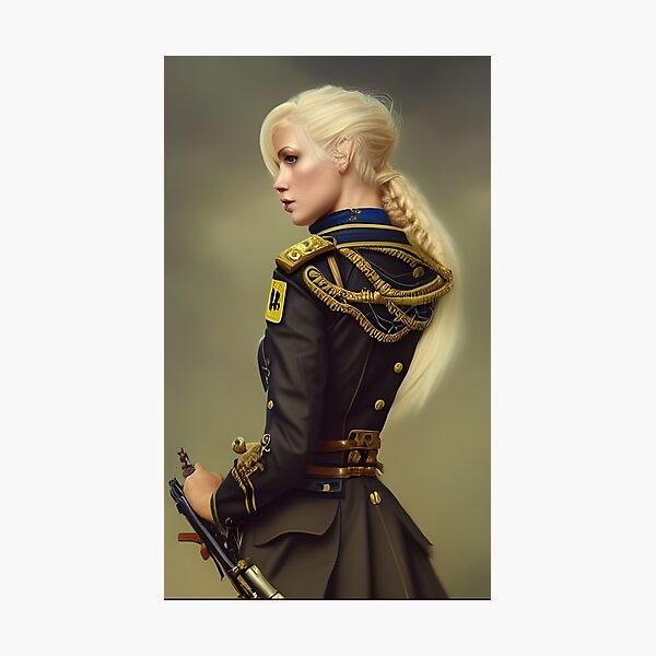 Gorgeous blonde steampunk lady Officer in Military Uniform | Poster