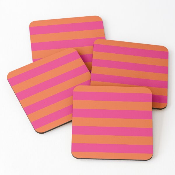 Item preview, Orange Pop and Hot Neon Pink Horizontal Stripes designed and sold by Ladies-Boutique.