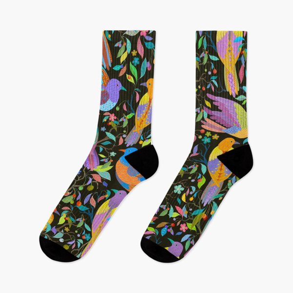 Item preview, Colorful Birds on Black designed and sold by Silver Steer Design.
