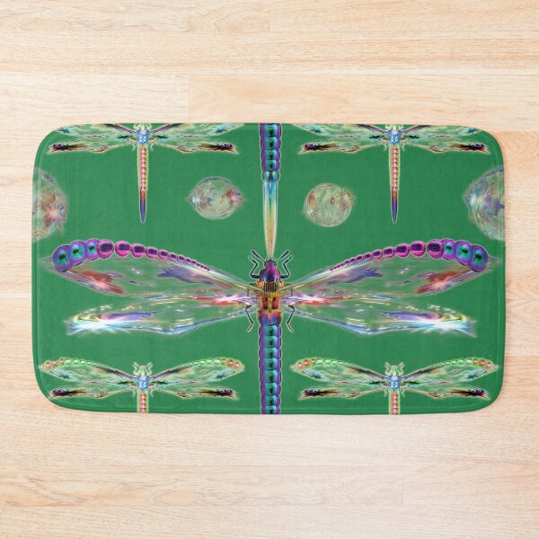 Item preview, dragonflies, neat, background green, purple, luminous, large, small, multicolored, rainbow, bubbles, soap, designed and sold by Maria Mihailova.
