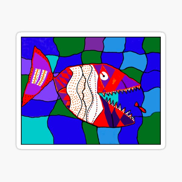 Deadly Designed Piranha Fish - by Alex Sticker
