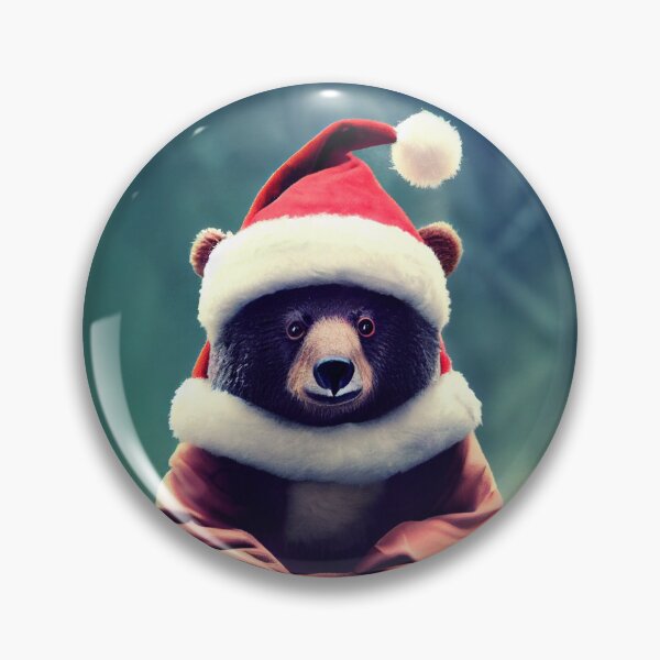Item preview, Cute Christmas bear wearing Santa hat designed and sold by AnimalArtPhotos.