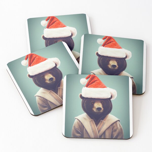 Item preview, Christmas bear wearing cute Santa hat designed and sold by AnimalArtPhotos.