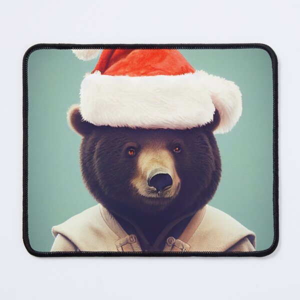 Item preview, Christmas bear wearing cute Santa hat designed and sold by AnimalArtPhotos.