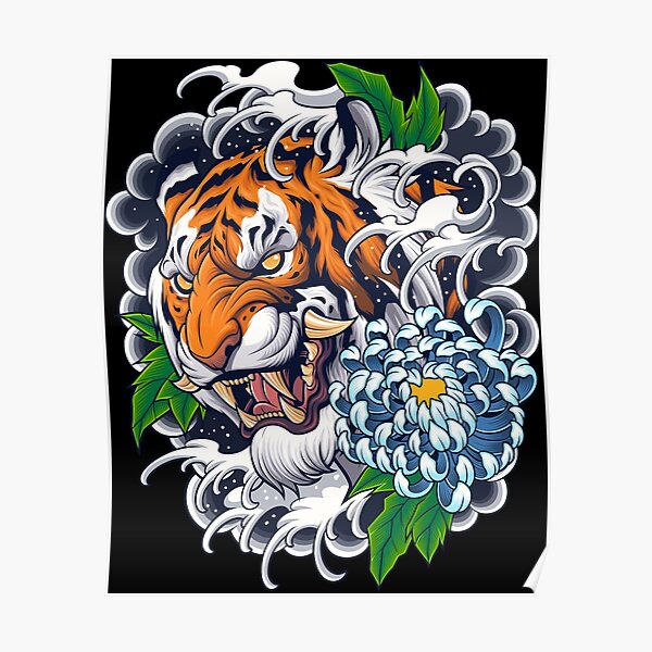 Tiger Head Tattoo Vector Art PNG Tiger Tattoo Design With Floral  Illustration Vector American Angry Animal PNG Image For Free Download
