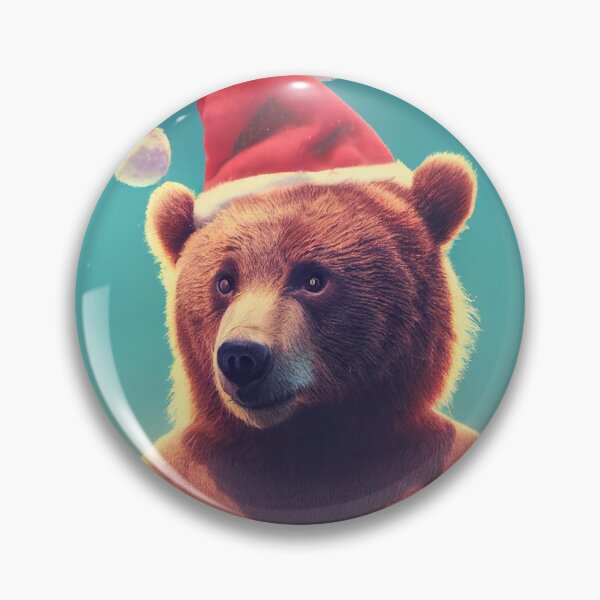 Item preview, Christmas bear wearing a Santa hat designed and sold by AnimalArtPhotos.