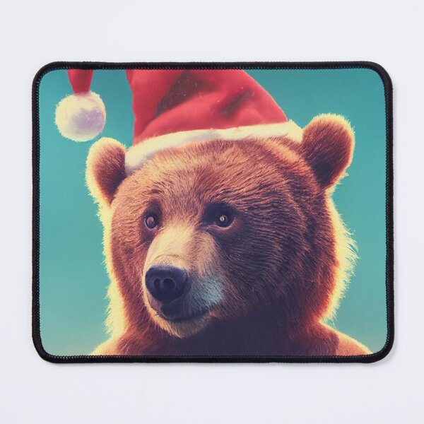Item preview, Christmas bear wearing a Santa hat designed and sold by AnimalArtPhotos.