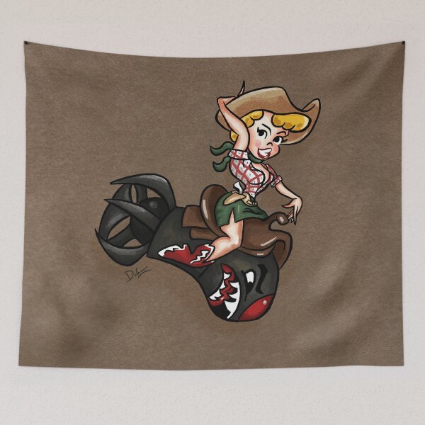 Item preview, Cartoon Nose Art Cowgirl Pinup designed and sold by cartoonpinups.