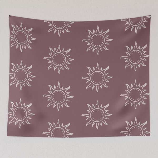 Aperçu de l'œuvre Cute Boho Sun Pattern Bohemian Aesthetic In Muted Colors Mulberry créée et vendue par scorpiolane.