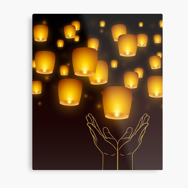 Wish Lanterns Metal Print