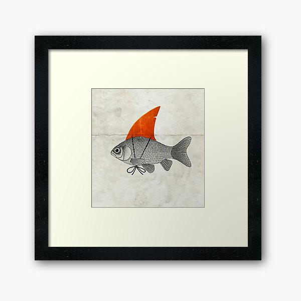 Goldfisch mit Haifischflosse Gerahmter Kunstdruck