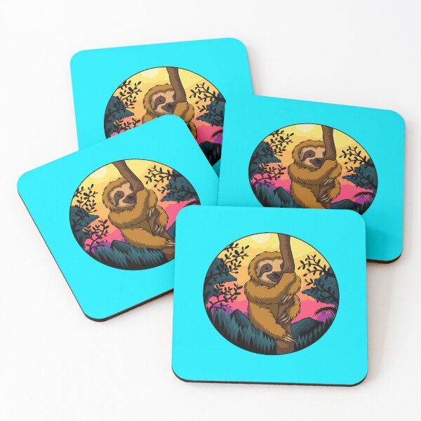 Item preview, sloth climb tree sunset retro designed and sold by Fine Art California.