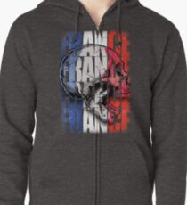 France Skull Flag Zipped Hoodie