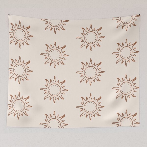 Artikelvorschau, Cute Boho Sun Pattern Bohemian Aesthetic In Muted Colors Cream & Brown entworfen und verkauft von scorpiolane.