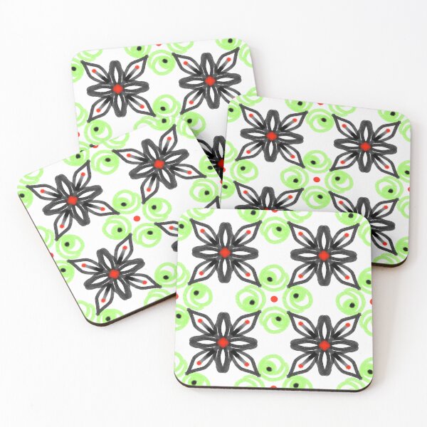 Item preview, Cute Black and Green Floral with White Background Seamless Pattern designed and sold by patternologyy.