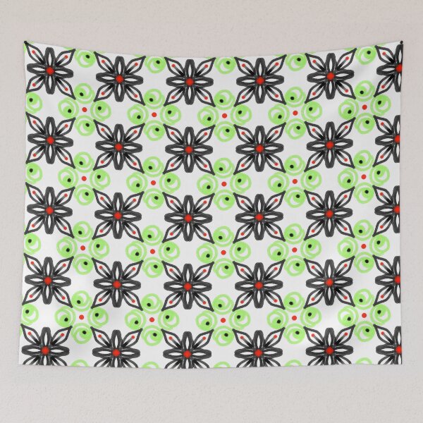 Item preview, Cute Black and Green Floral with White Background Seamless Pattern designed and sold by patternologyy.
