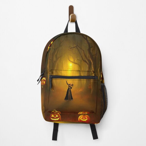 Item preview, Witch girl in the enchanted forest with pumpkins designed and sold by AnnArtshock.