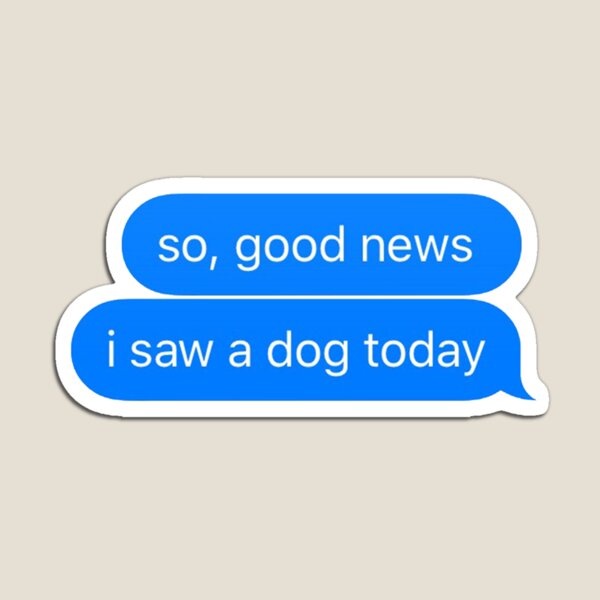 good news i saw a dog today Magnet