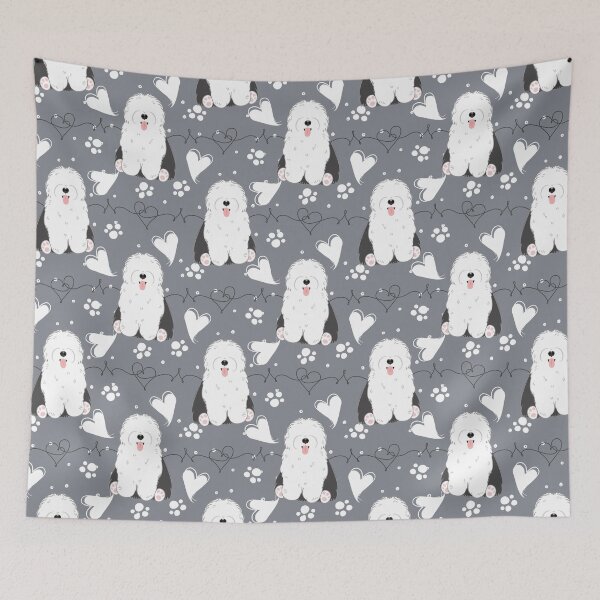 Item preview, LOVE Old English Sheepdog - Black and White 1 designed and sold by Lulupainting.