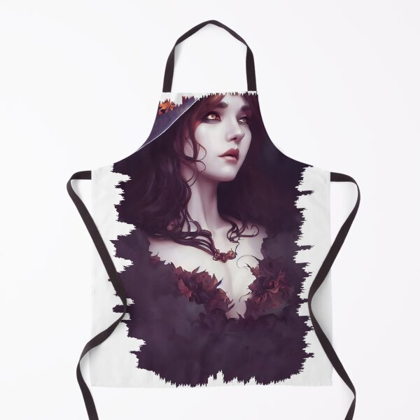 Item preview, Vintage Witch Dark Hair In Black Leafy Gown Halloween Realistic Design designed and sold by Tonya51.