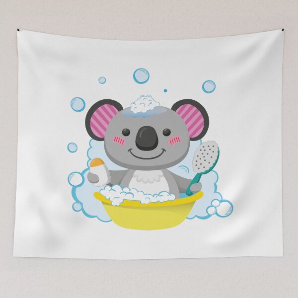 Item preview, Illustration of a teddy bear mascot taking a bath in a tub with water. Ideal for educational and promotional materials designed and sold by LucianoCosmo.