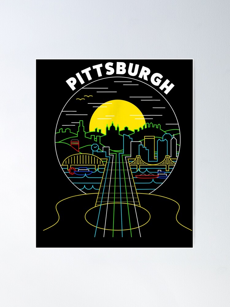 Pittsburgh Sports Teams In Front of Skyline Poster, Pittsburgh