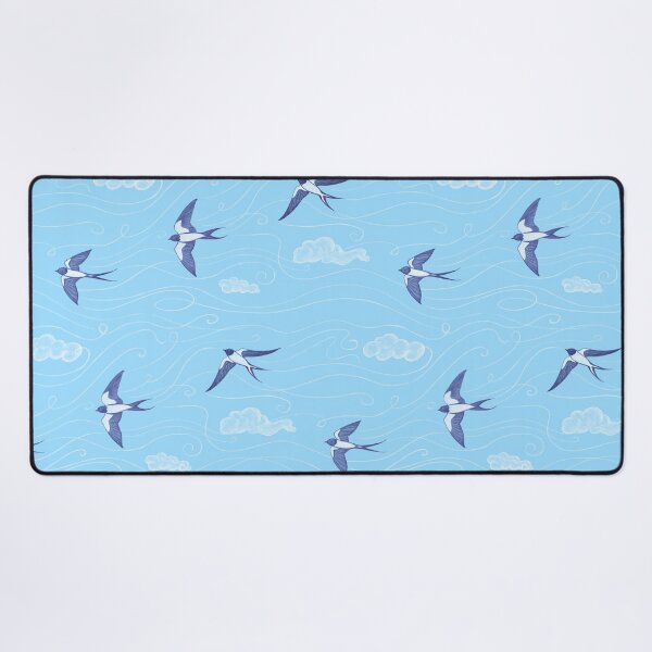 Swallows in Blue Sky Desk Mat
