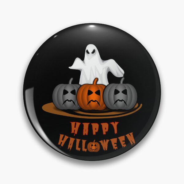 Artikelvorschau, Fröhlicher Halloween-Tag, drei Kürbisse und 1 ein Geist entworfen und verkauft von Trilala.