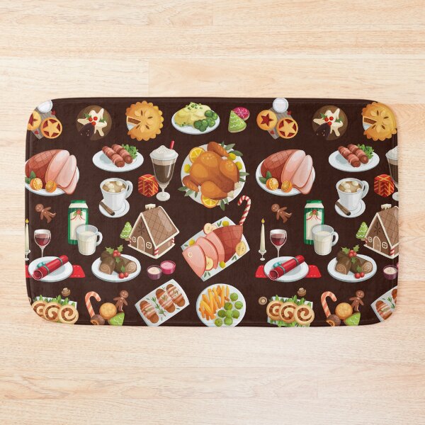 Item preview, Assorted Christmas Food - Roast Ham, Turkey, Mince Pie, Pudding, Gingerbread House, Cookies, Log Cake and More designed and sold by Alicia Chee.