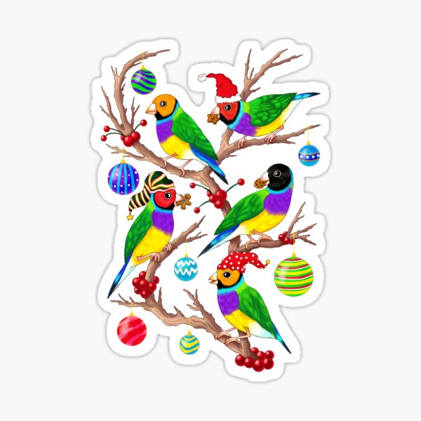 Gouldian Finches Christmas Party Sticker