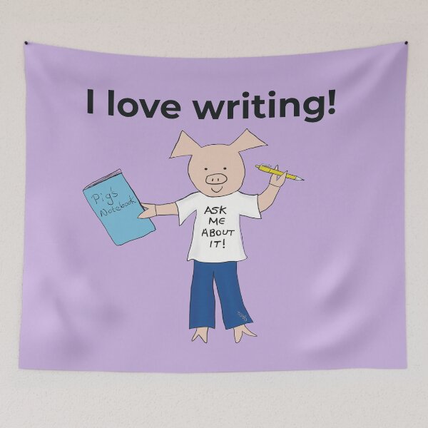 Item preview, I love writing! Left handed writer.  Introverts in Purple, writing designed and sold by PiggingJapan.