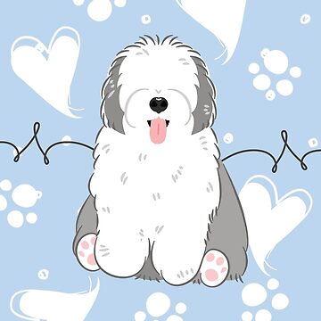 Old english sheepdog with tail (grey) Sticker for Sale by KiwiJP