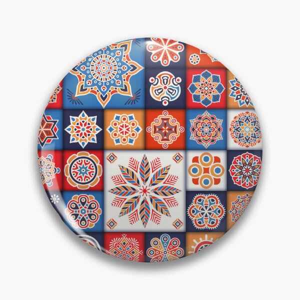 Item preview, tiles pattern pillow , mandala patterns, coloful tiles, indian style designed and sold by SoulWriter.